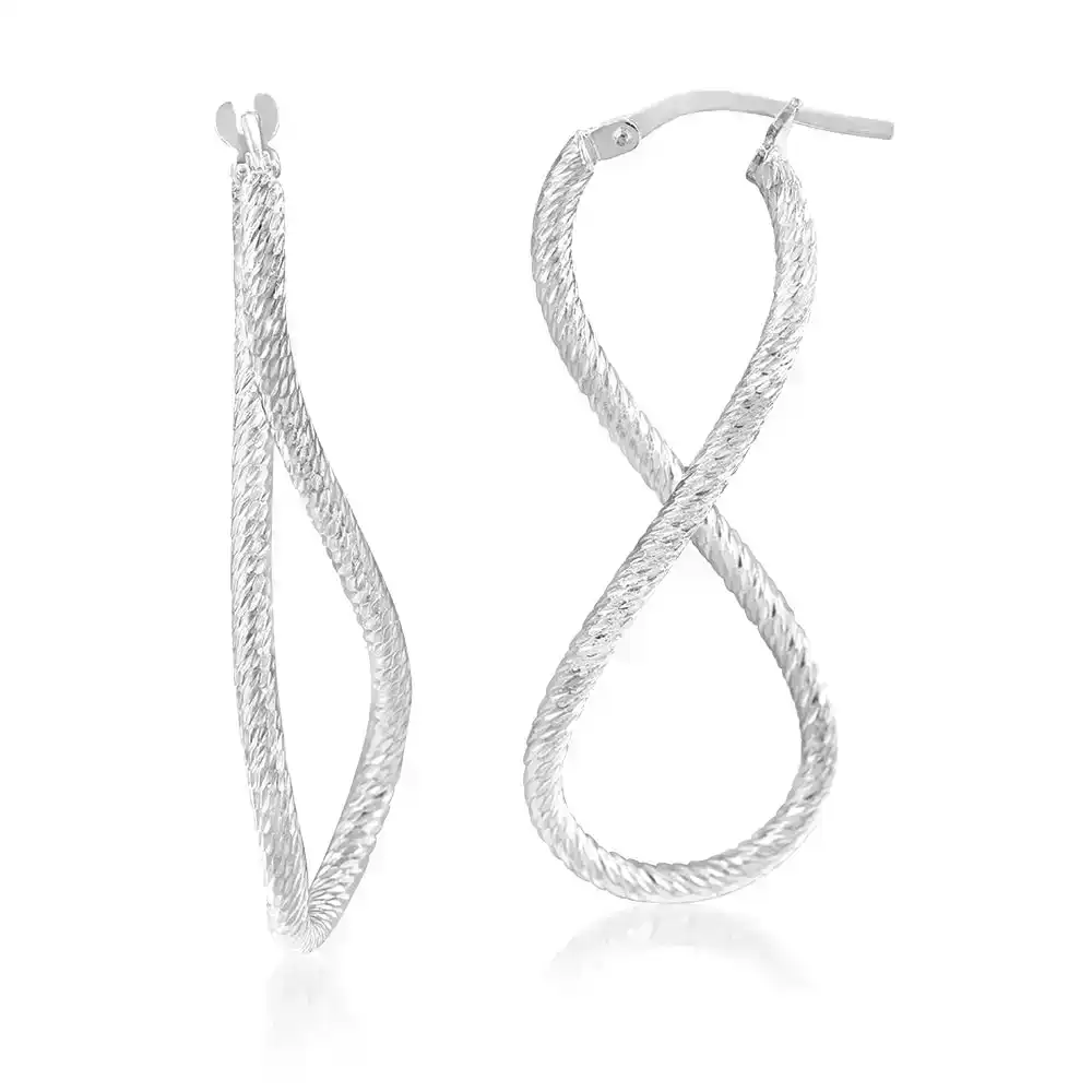 Sterling Silver Textured Infinity Hoop Earrings