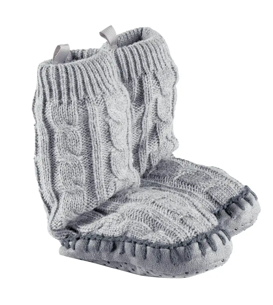 Cable Slipper Socks Grey 12-18 Months