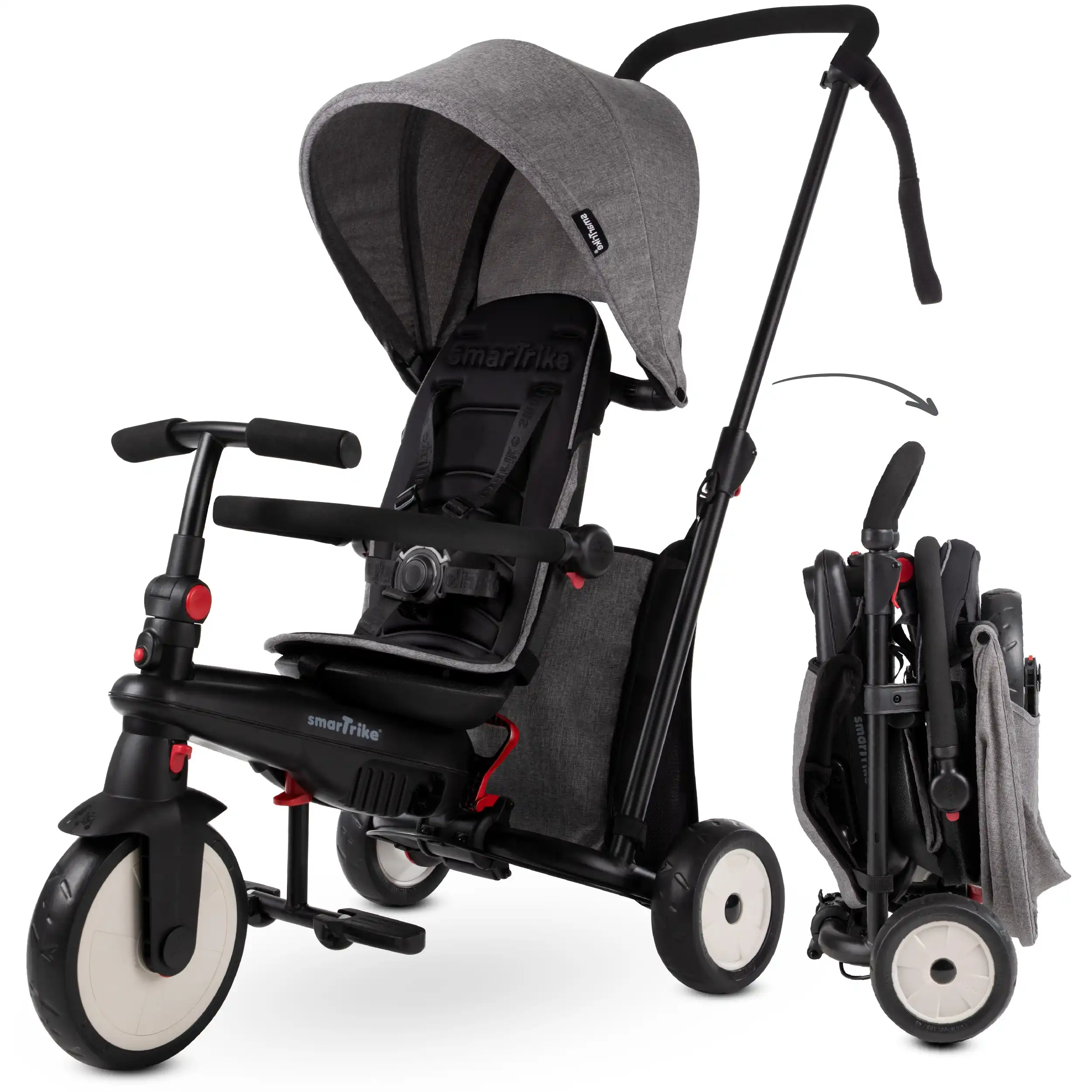 SmarTrike STR3 Journey Grey - Folding Baby Tricycle 6 in 1