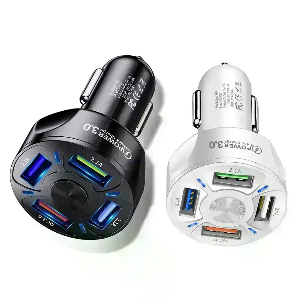 4 Port USB Car Phone Charger Multi-Function Power Car Adapter