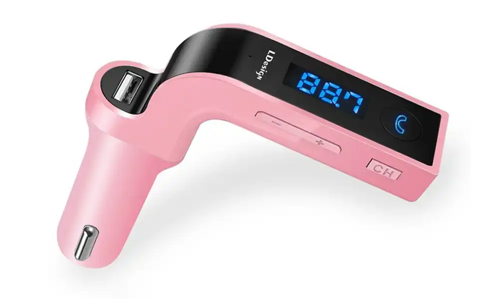 Hands-free Bluetooth FM Transmitter Car Kit-Pink