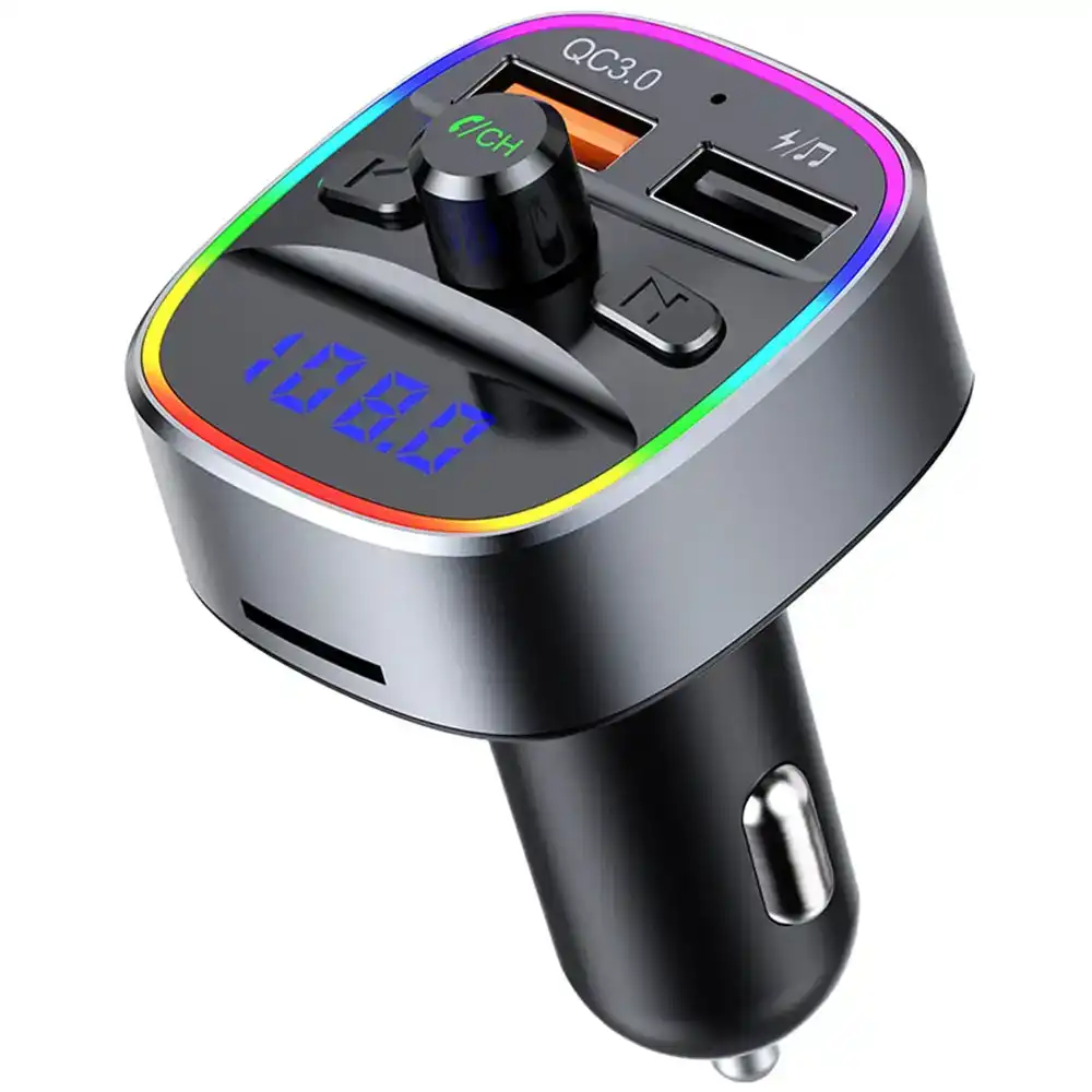 Bluetooth Car Adapter with Dual USB Charging Car Charger MP3 Player-Black