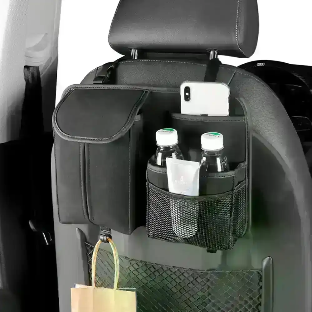Car Seat Back Organizer Car Seat Back Storage Bag with Hook Suede Car Tissue Box