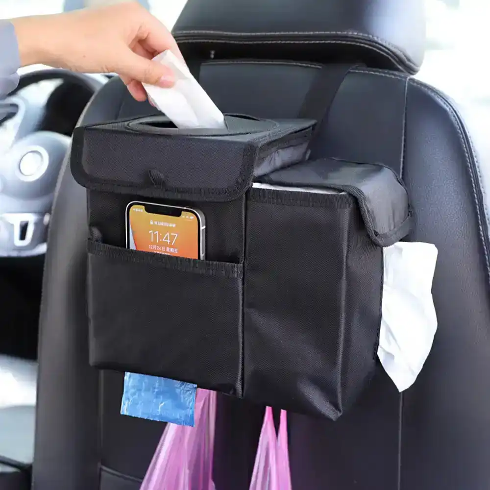 Car multifunctional trash can car foldable storage bag