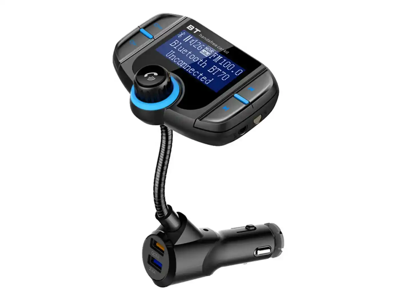 Dual USB quick charger QC3.0 Bluetooth FM car kit Transmitter With Display