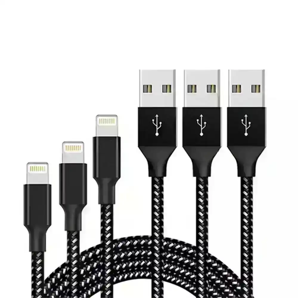 3 pack Lightning®-Compatible Charge and Sync Cables(1M+2M+3M)