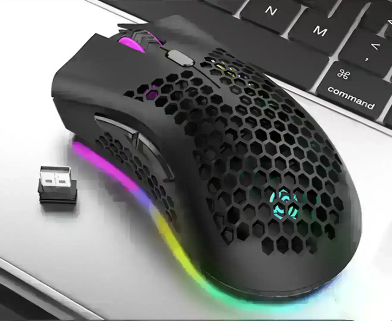 2.4GHz Wireless USB  Adjustable RGB Backlit Honeycomb Office Gamer Mice