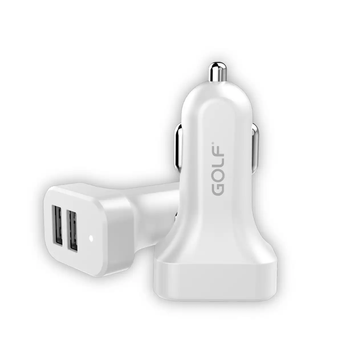 Golf GF-C11 Double USB Mini 2.1A Smart Car Charger Travel 12V 24V Universal Car Mounted Charger White