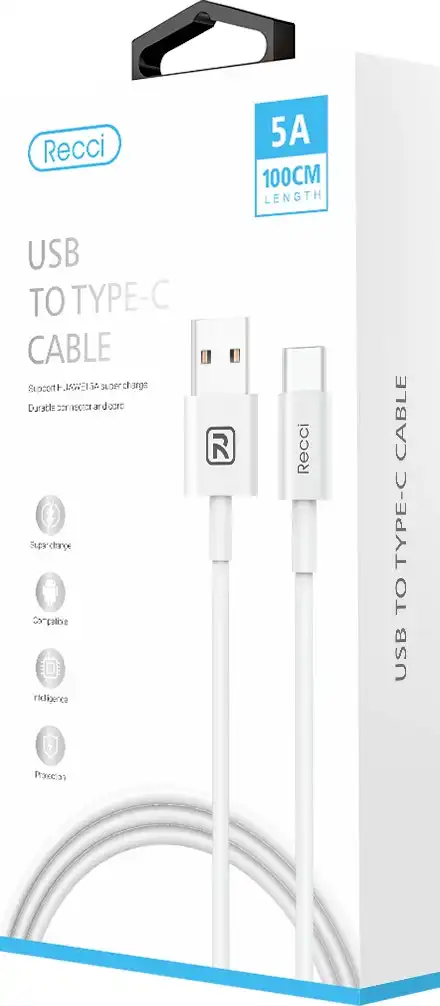 Recci USB to Type-C Super Charge Cable White