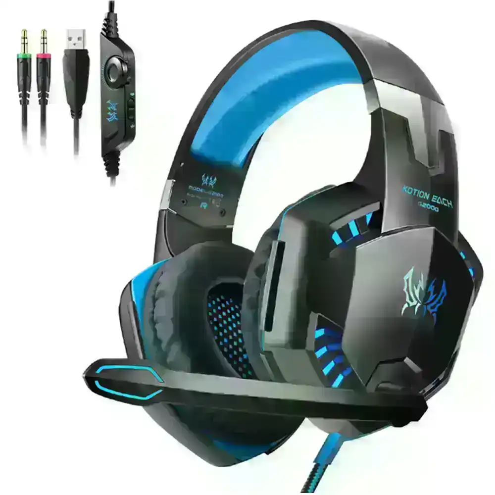 Gaming Headset Surround Sound Over Ear Headphones with Mic,LED Light