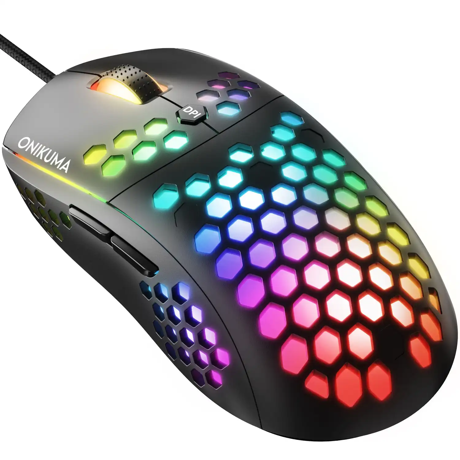 Onikuma CW903 RGB Six-Speed Adjustable honeycomb Non-Slip Wired  Gaming Mouse