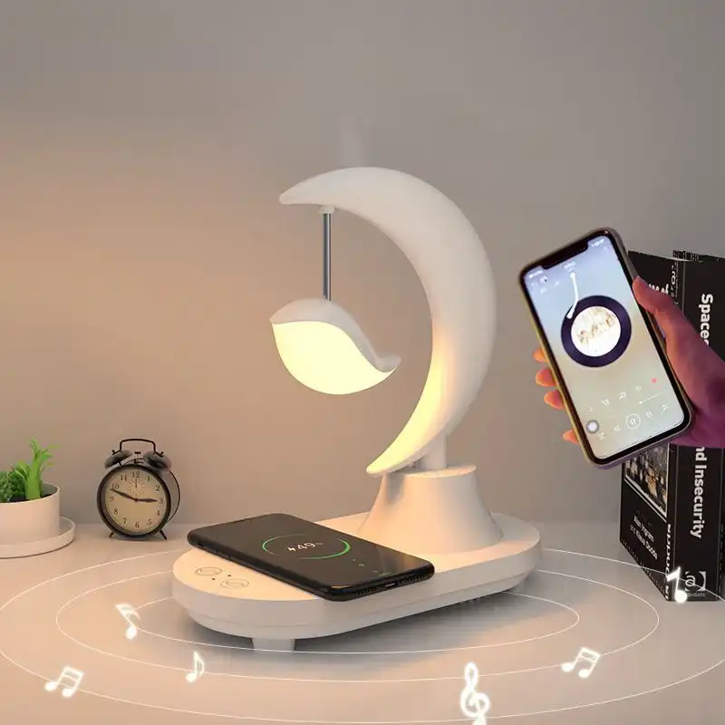 3 In 1 Wireless Charging Smart Touch Led Night Light With Bluetooth Speaker