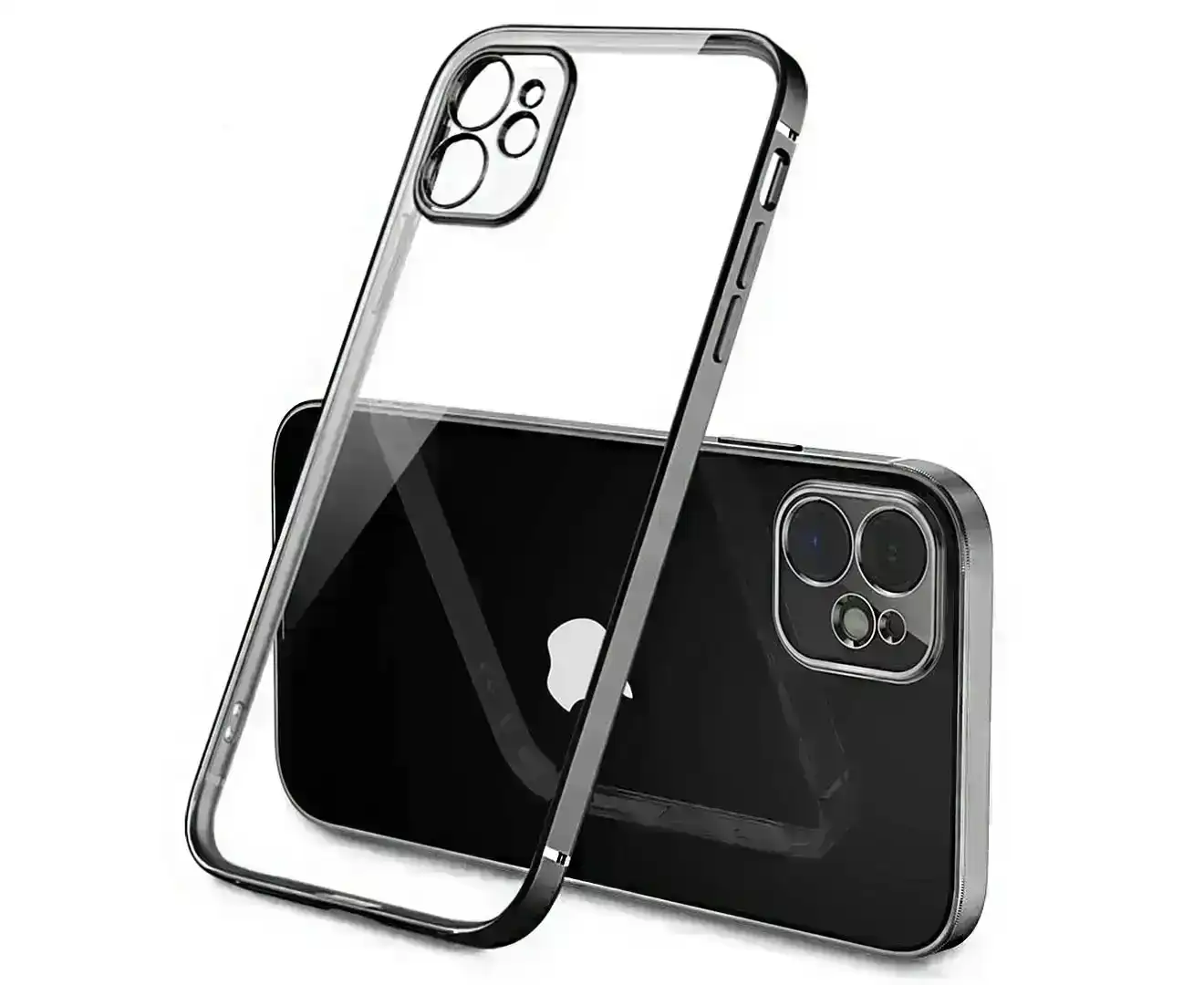 Luxury Square Frame Plating TPU Transparent Case for iPhone 12 series
