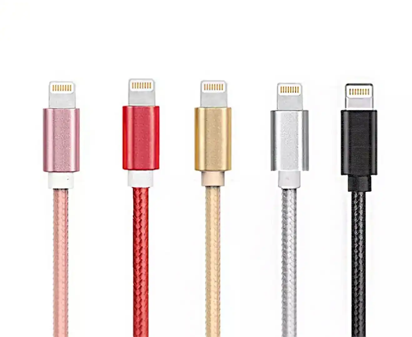 Five-Pack of charging cables for iphone ipads Five color charger for apple iphone ipads