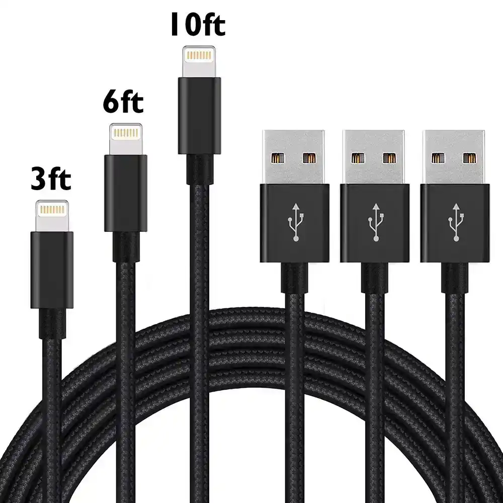 Three-Pack of Braided Universal Lightning Cables for iPad or iPhone