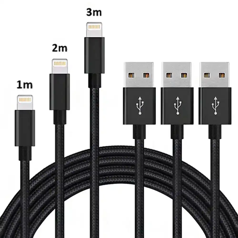 Three-Pack of Braided Universal Charging Cables for iPad or iPhone