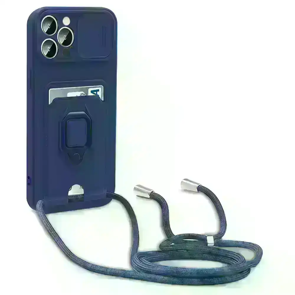 Zipper holster insert card phone case for iPhone 13/13pro series-Blue