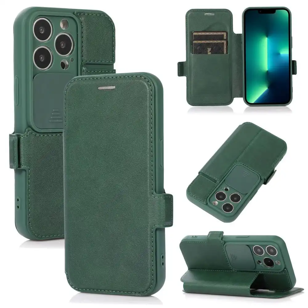 Card-Slot Phone Case With Slide Camera Cover For iPhone 6/7/8/11/12/13