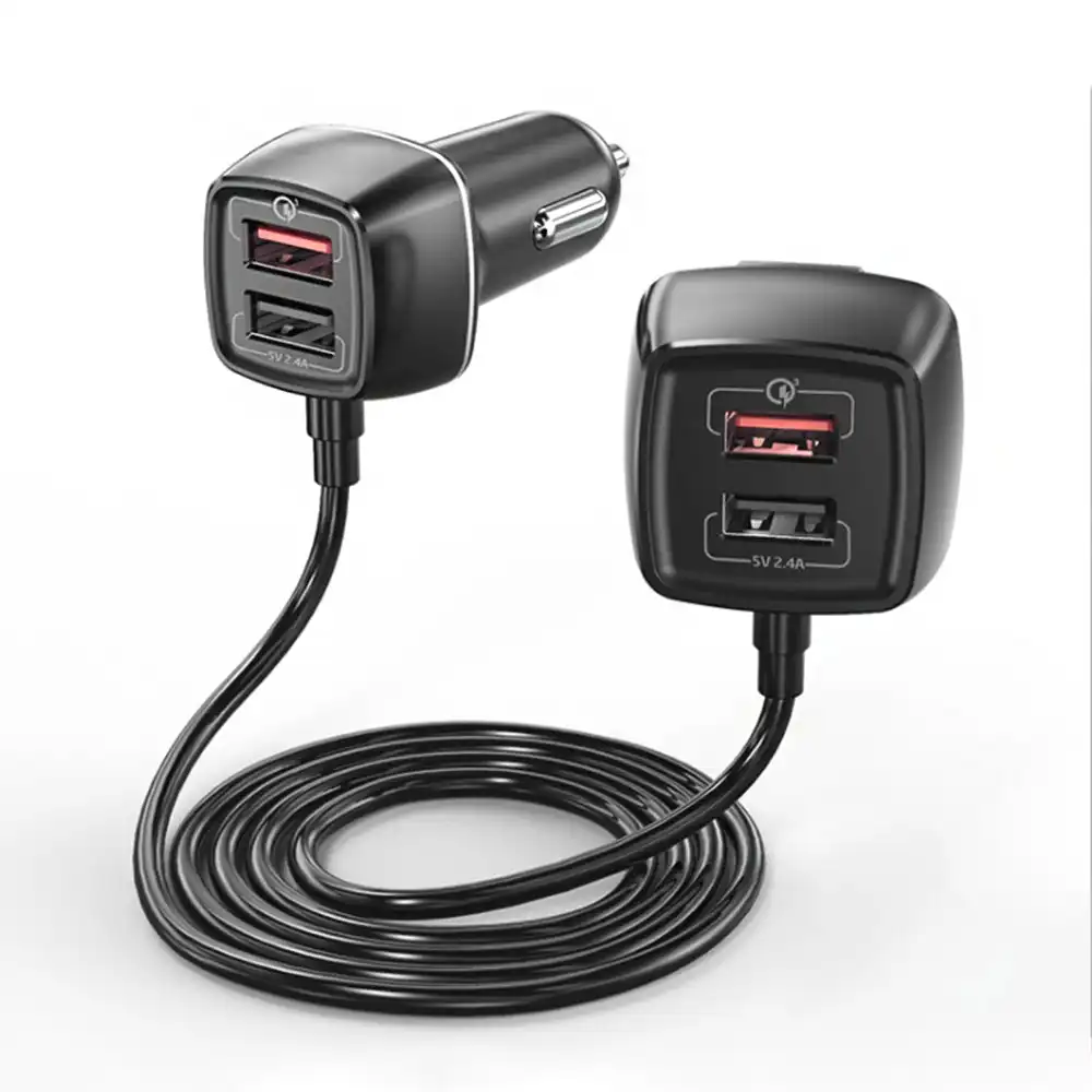 4 Ports USB Car Charger Front Rear Seat QC 3.0 Quick Charger