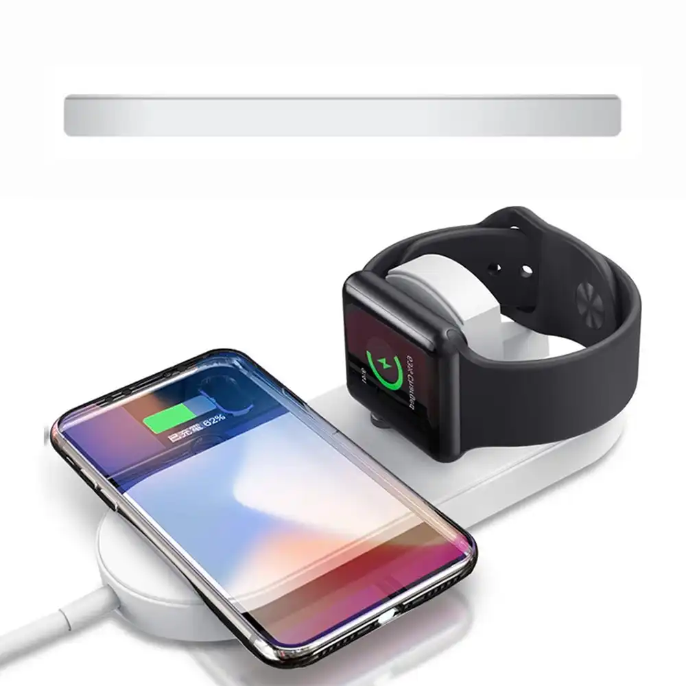 2 in 1 Wireless Charging Pad for iPhone and Apple Watch-White