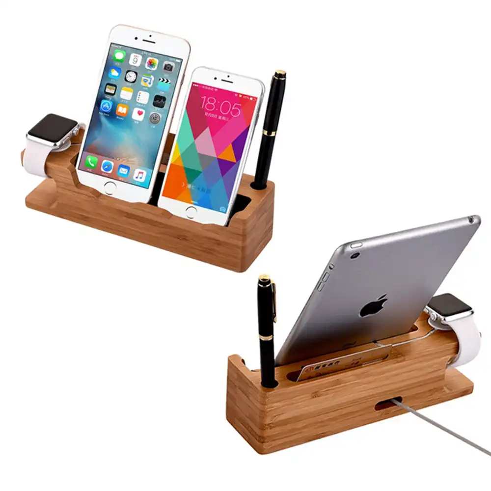 3-in-1 Wooden Charging Dock Station for Iphone and Apple Watch
