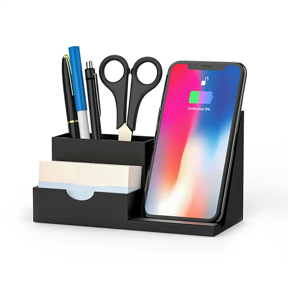 Phone Wireless Charger With Pen Holder Storage Box