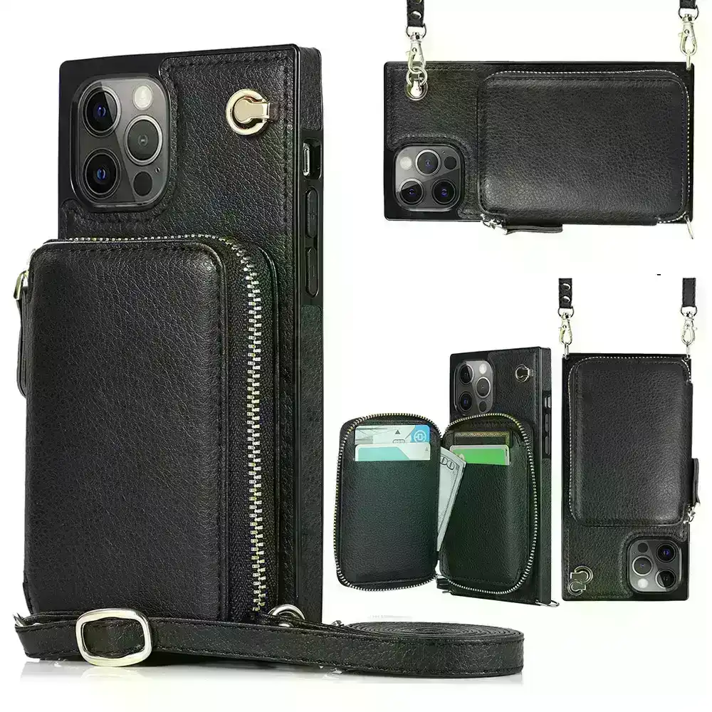 Crossbody Zipper Wallet Phone Case For iPhone 12 Pro max