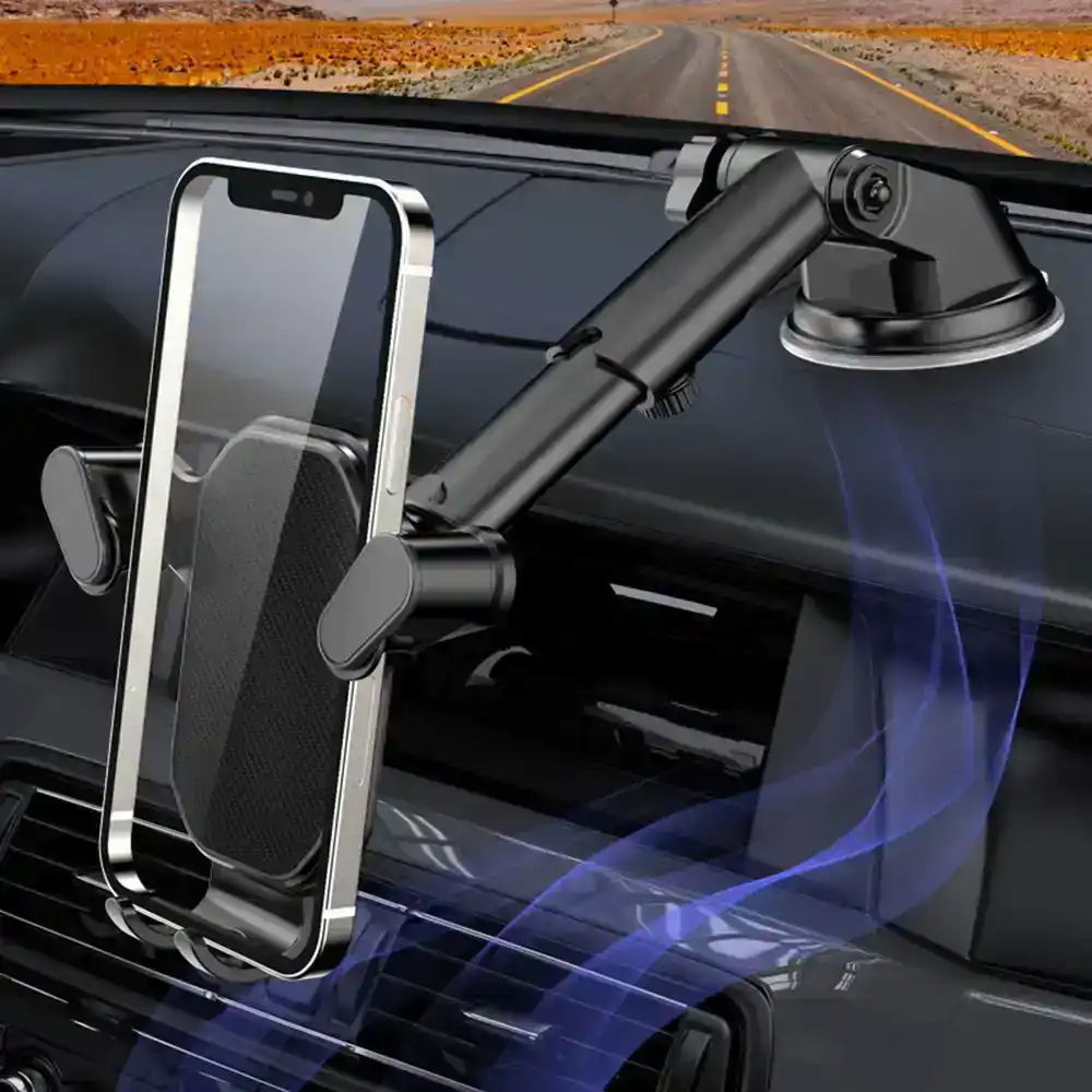 2-in-1 Air Outlet Sucker Car Phone Holder Flexible Mobile Cell Stand