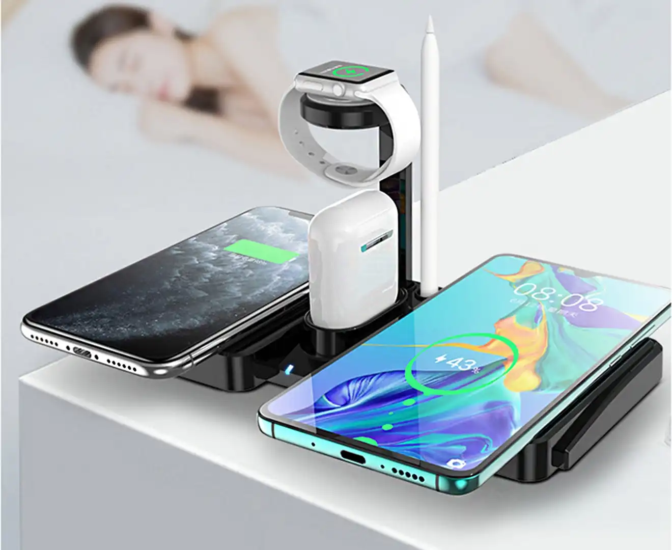 4 in 1 Multifunctional Wireless Charging Station for iPhone/Airpods/Apple Watch