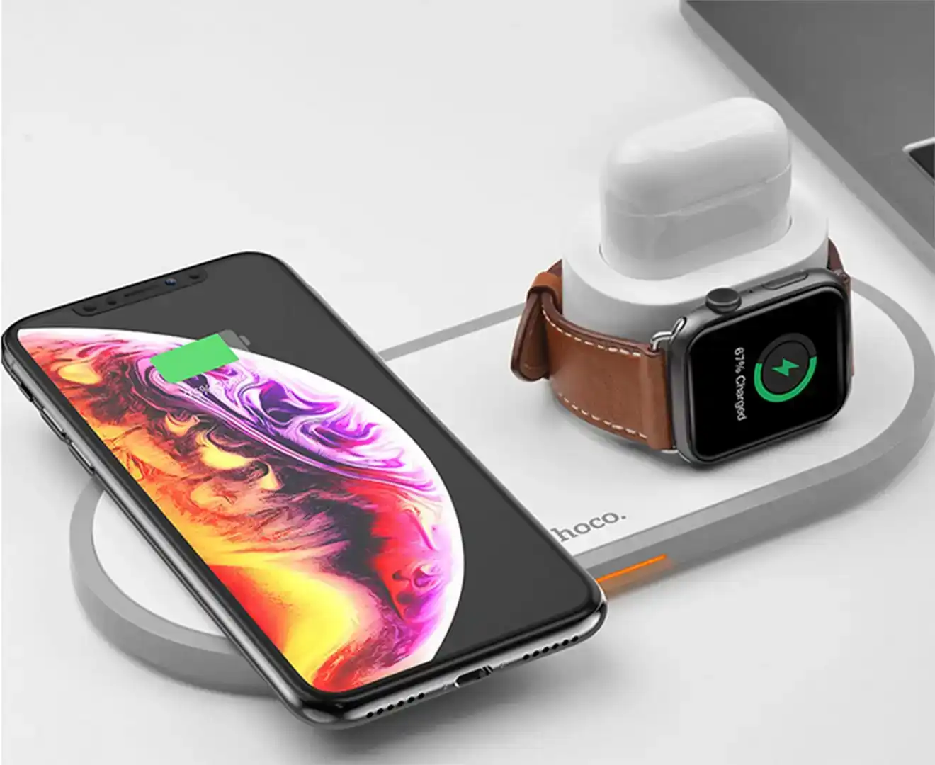 HOCO 3 in 1 Qi Wireless Charger Pad for iPhone/ Apple Watch /Airpods