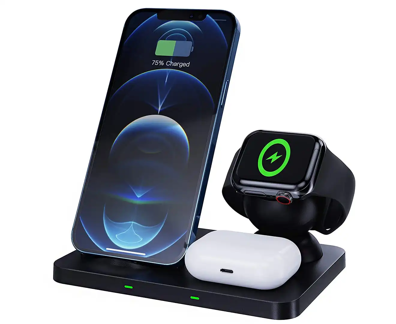 15W 3 in 1 Multi-Function Wireless Fast Charger-Black