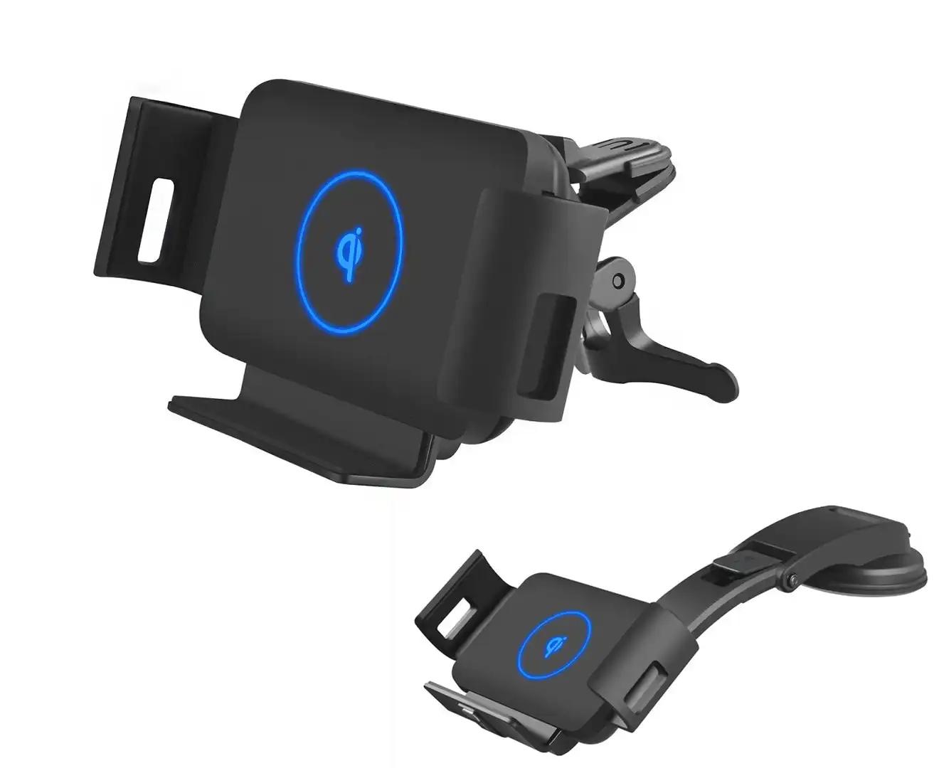 Qi Car Wireless Charger 10W Auto Clamping Phone Holder-Black