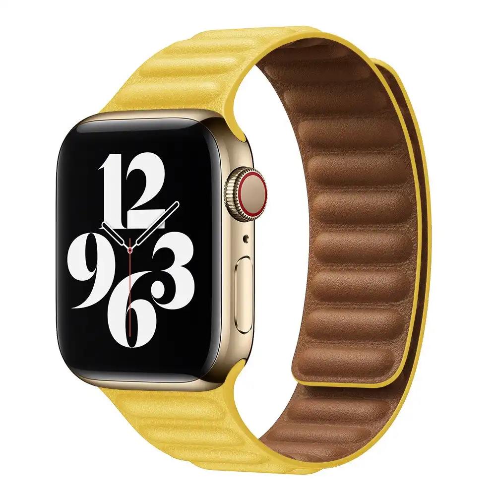 Magnetic Leather band for iWatch 38/40/41mm and Series SE/7/6/5/4/3/2/1-Yellow