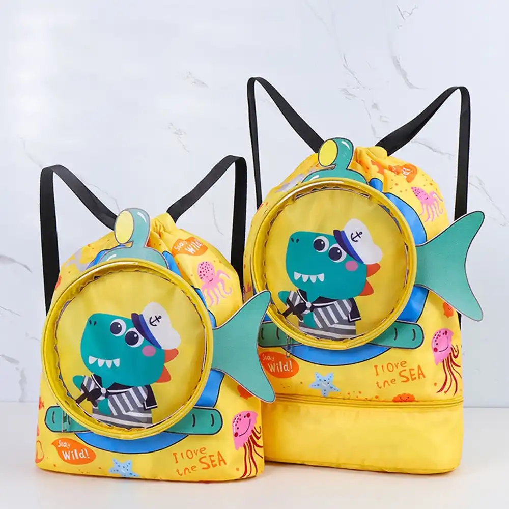 Children Waterproof Swimming Bag Dry Wet Separation Beam Mouth Backpack-Yellow
