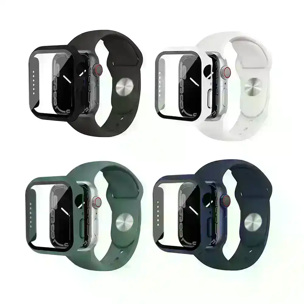 4 Pcs Silicone Strap With Screen Protector Case For iWatch Series 1/2/3/4/5/6