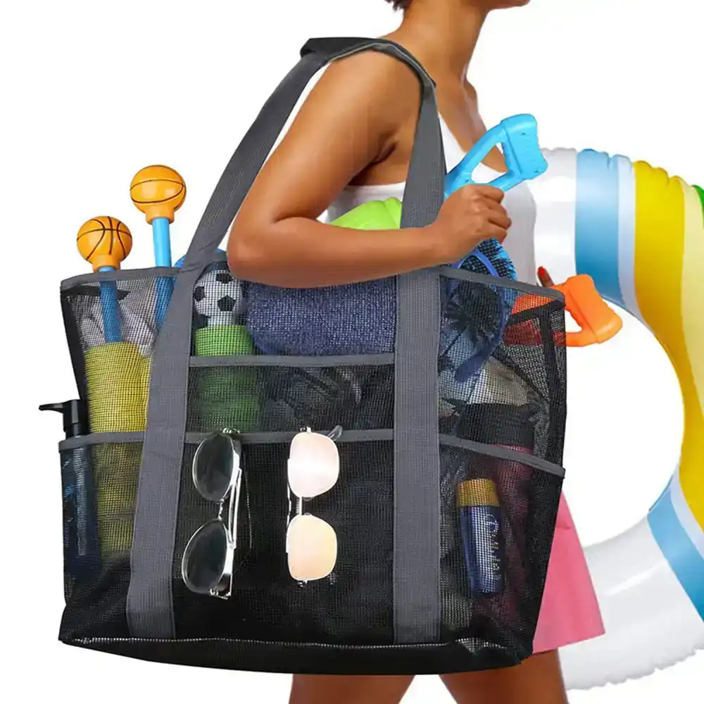 Summer Large Beach Bag Towels Mesh Durable Travel Handbag Swimming Storage Bag