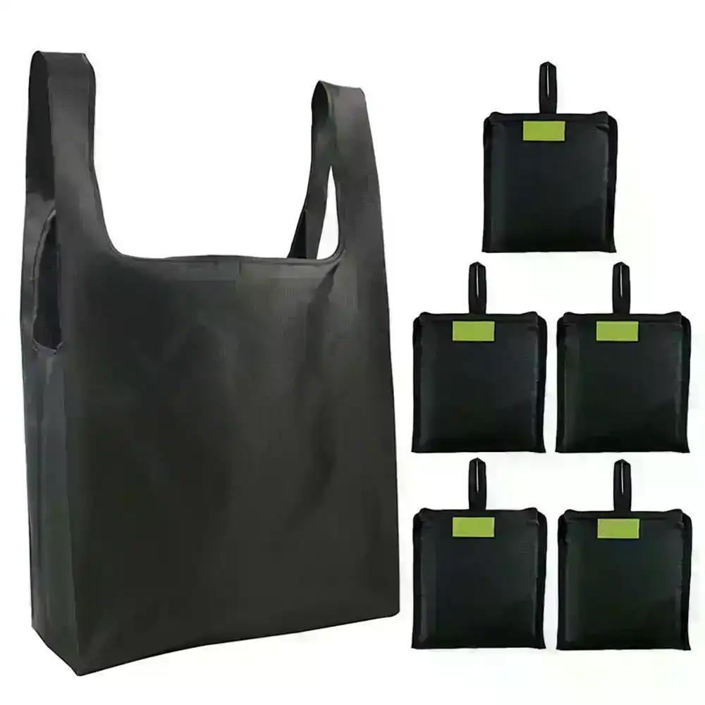 5 Pack Reusable Shopping Bags Foldable Large Grocery Bags with Attach Pocket