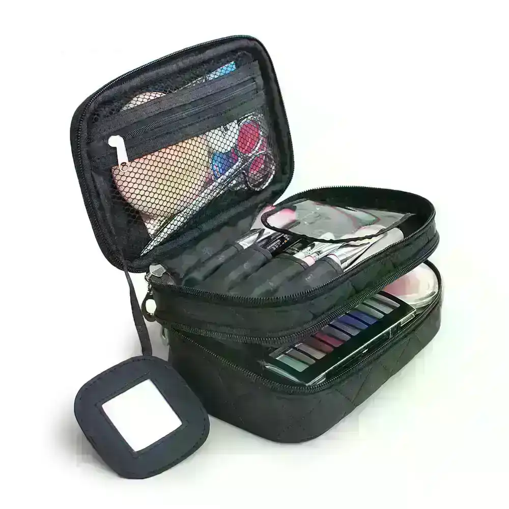 Large Capacity Travel Cosmetic Bag Portable Double-Layered Toiletry Bag