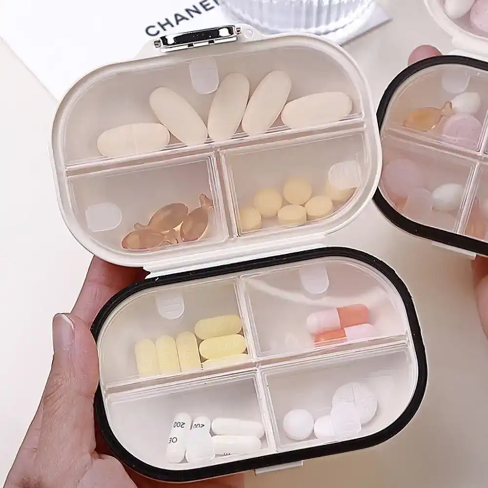 Portable Pill Box Large Capacity Travel Pill Box Medicine Box Container