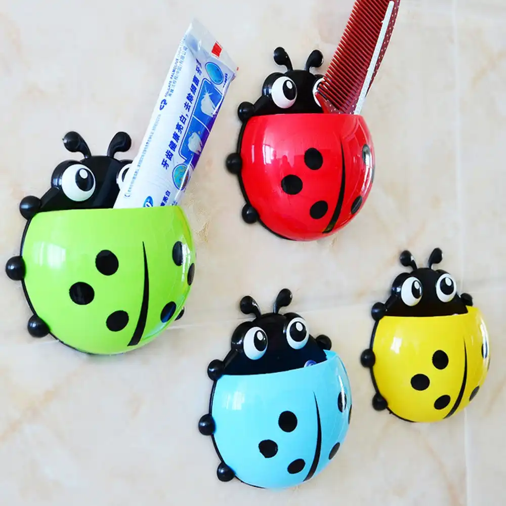 4 Pack Kids Toothbrush Holders Cute Seven-Star Ladybug Toothbrush Holder