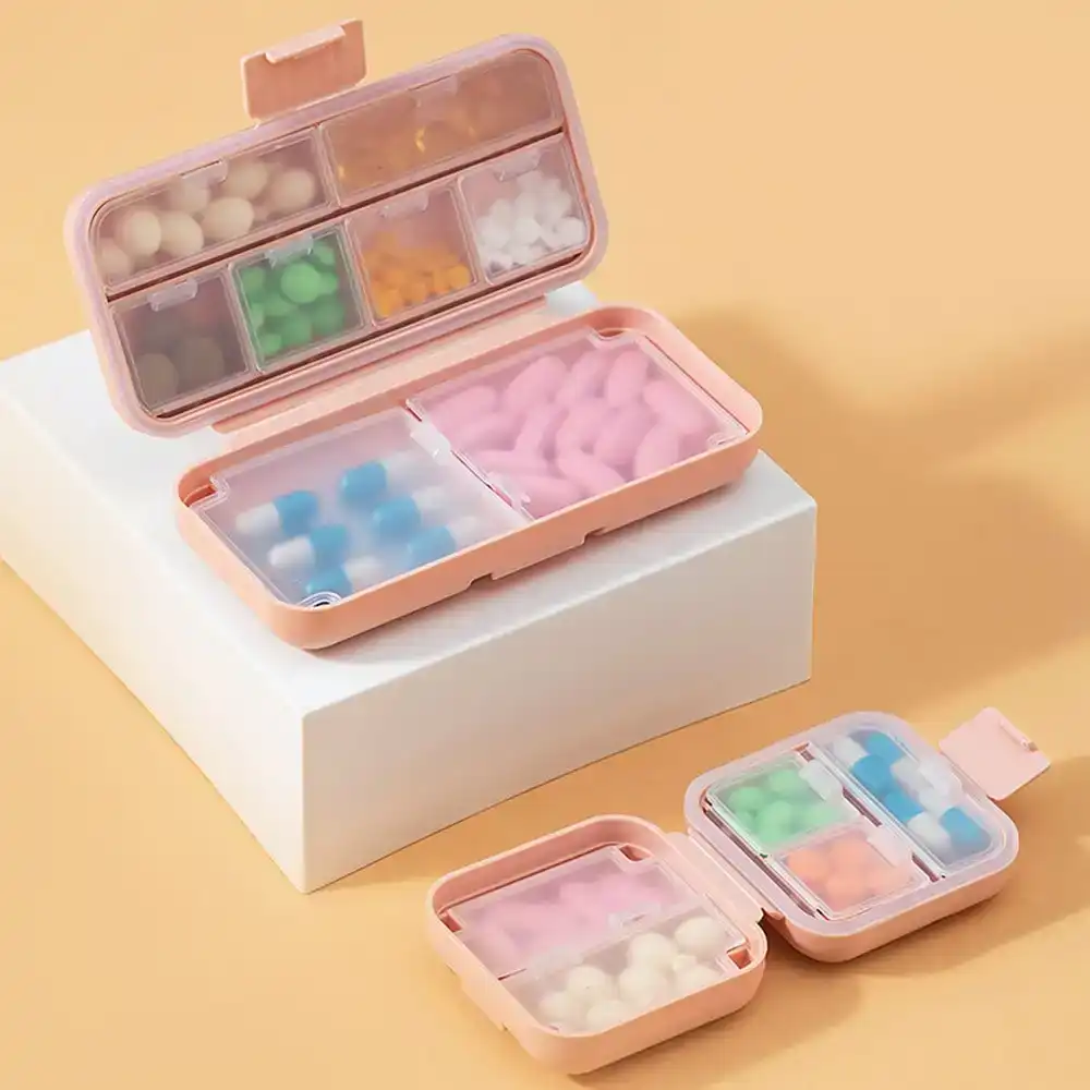 2Pcs Moisture Waterproof Pill Case Vitamin Pill Organizer Portable Pill Box