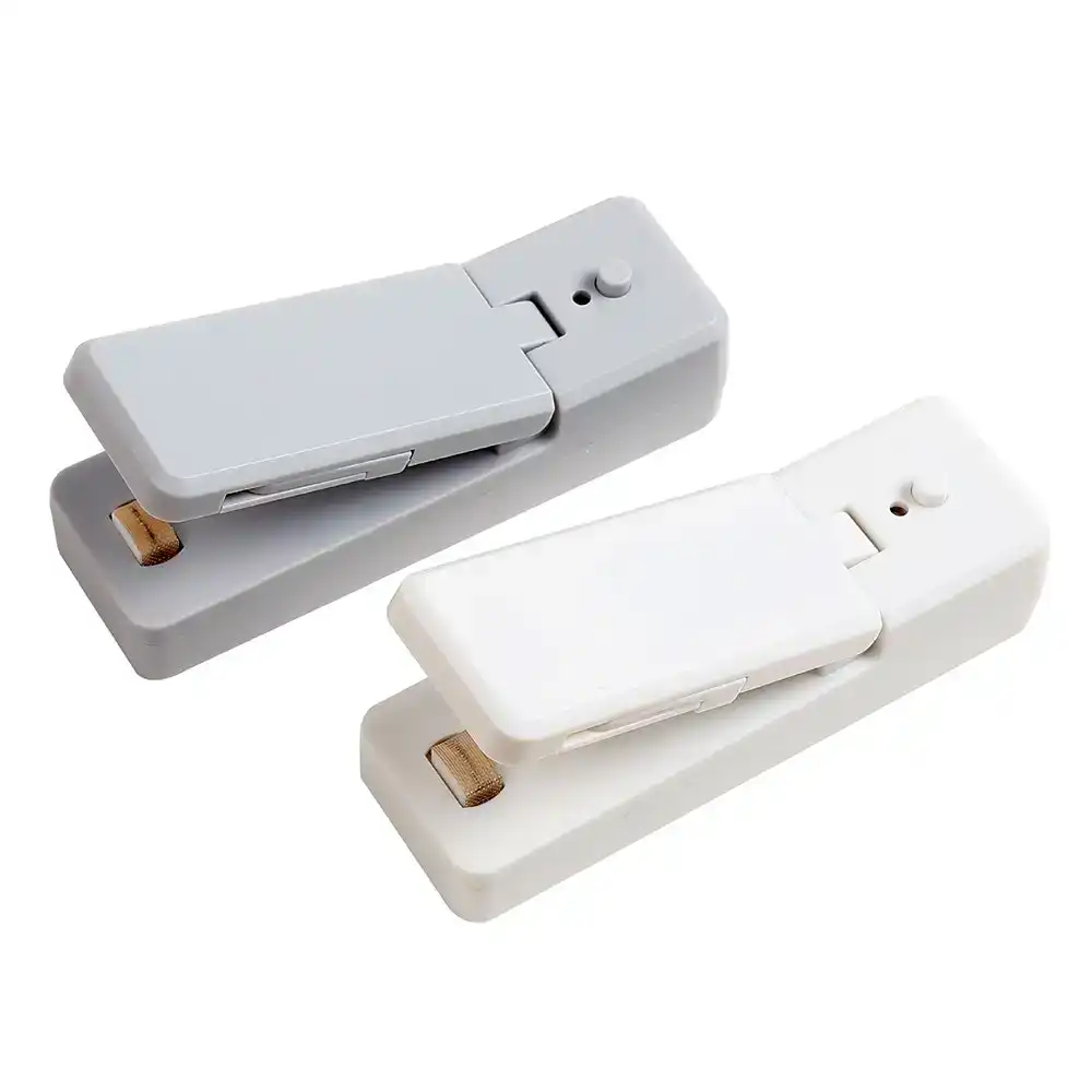 2 Pack Mini Portable Sealing Machine Suction Plastic Bag Heat Sealing Machine-White+Gray