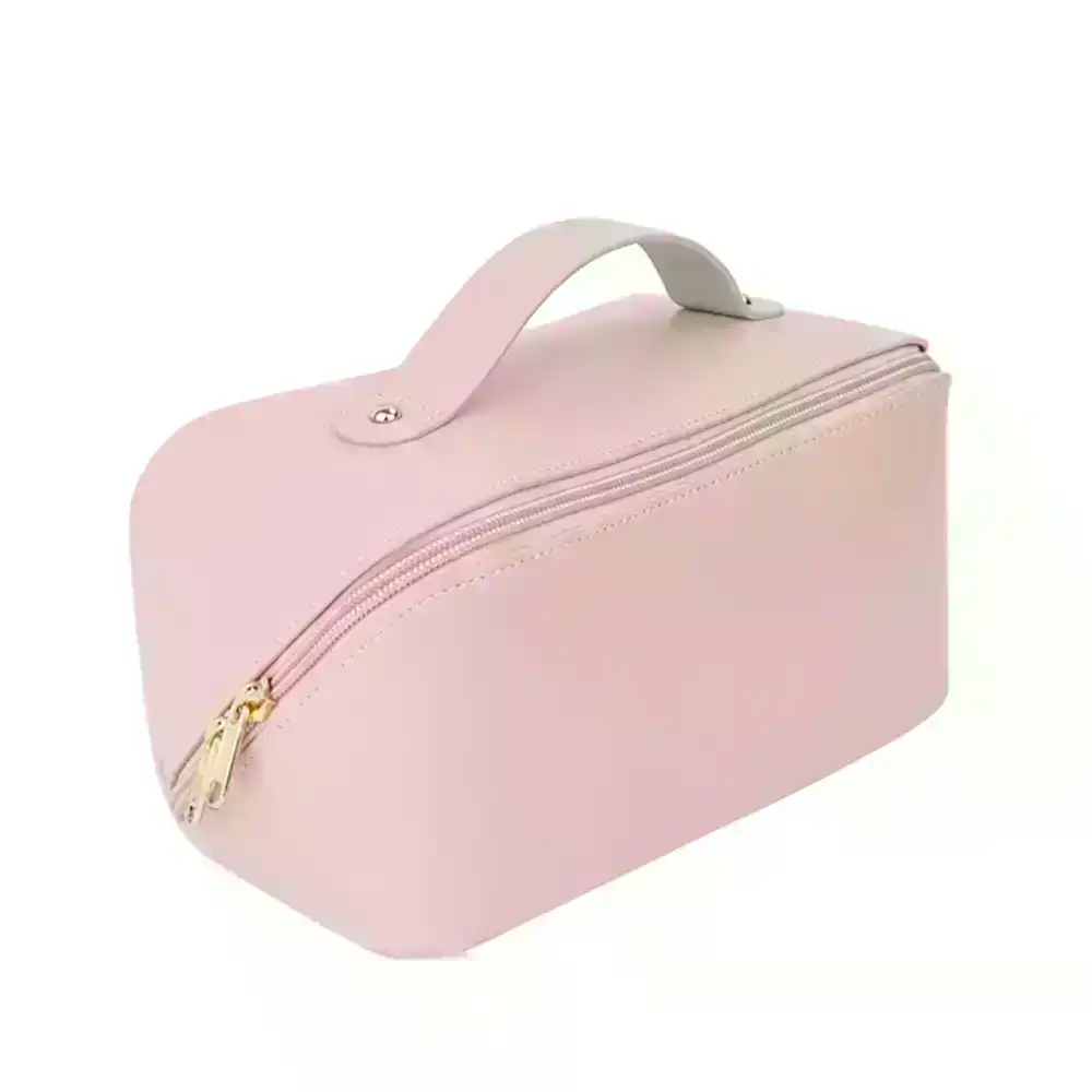 Large Capacity Travel Cosmetic Bag Leather Portable Waterproof Makeup Bag