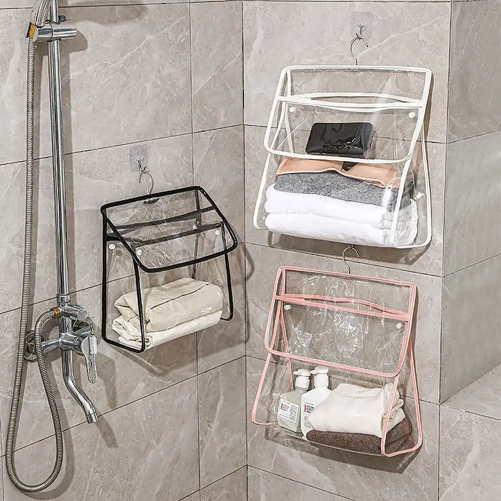 3PCS Waterproof Bathroom Clear Bag Hanging Toiletry Bag Bathroom Shower Bag