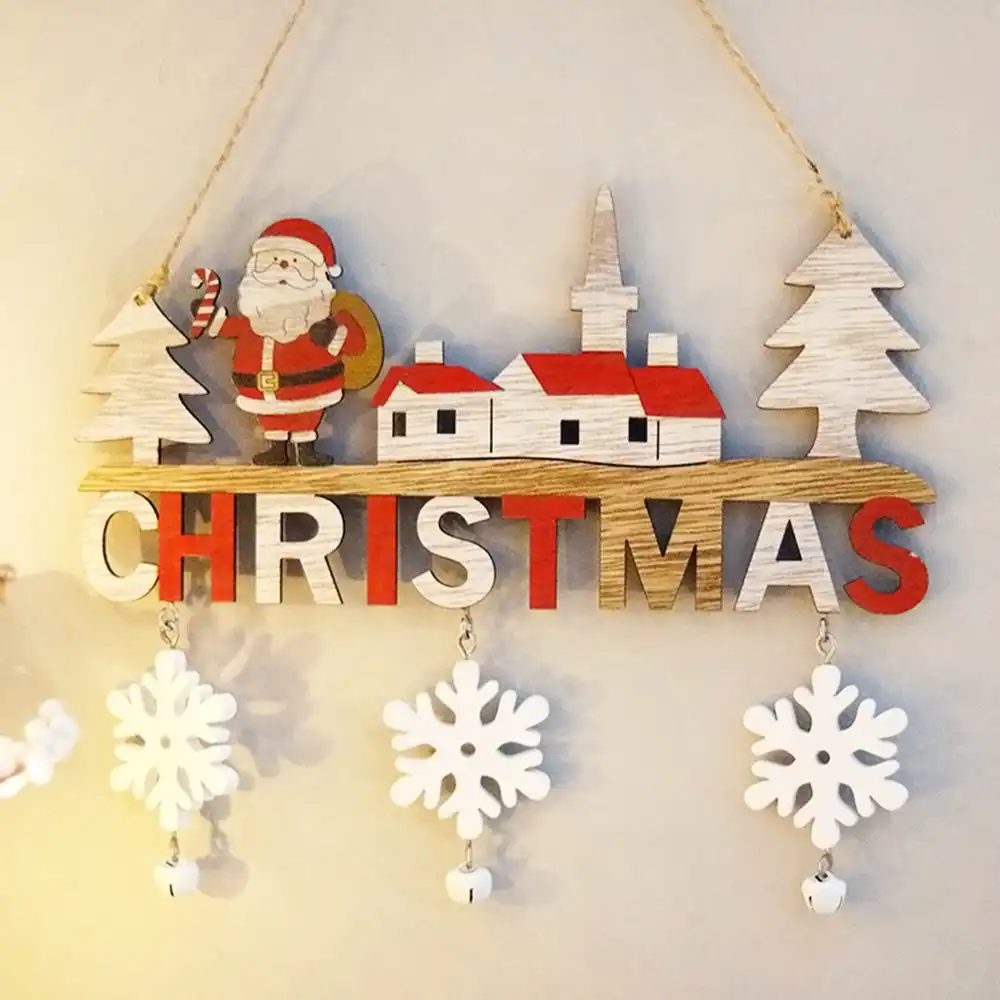 Wooden Christmas Decoration Santa Claus Pendant Ornaments Crafts