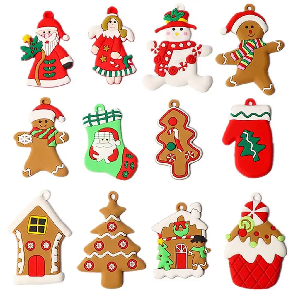 12Pcs Gingerbread Man Hanging Ornaments,Christmas Tree Decoration Pendant