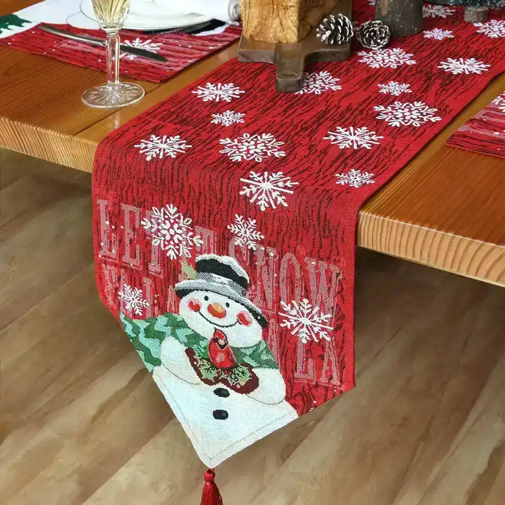 Christmas table runner snowman embroidery table tablecloth Christmas Table Decor