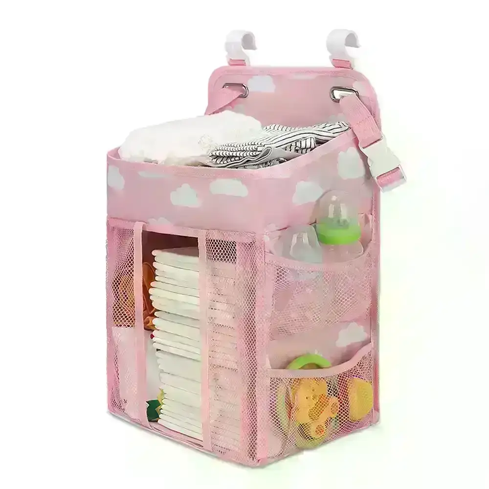 Hanging Baby Diaper Caddy Organizer Baby Crib Hanging Classified Storage Bag