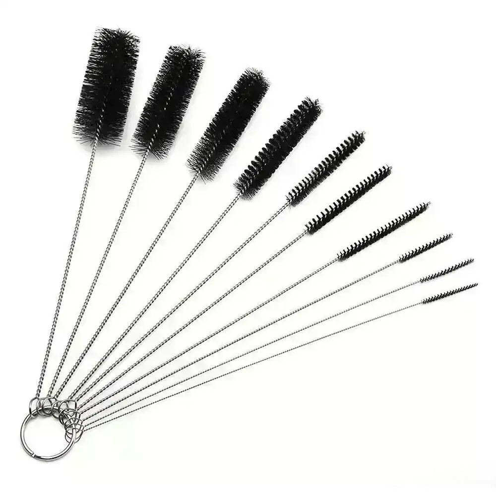 10Pcs Set Stainless Soft Hair Cleaning Nylon Brush