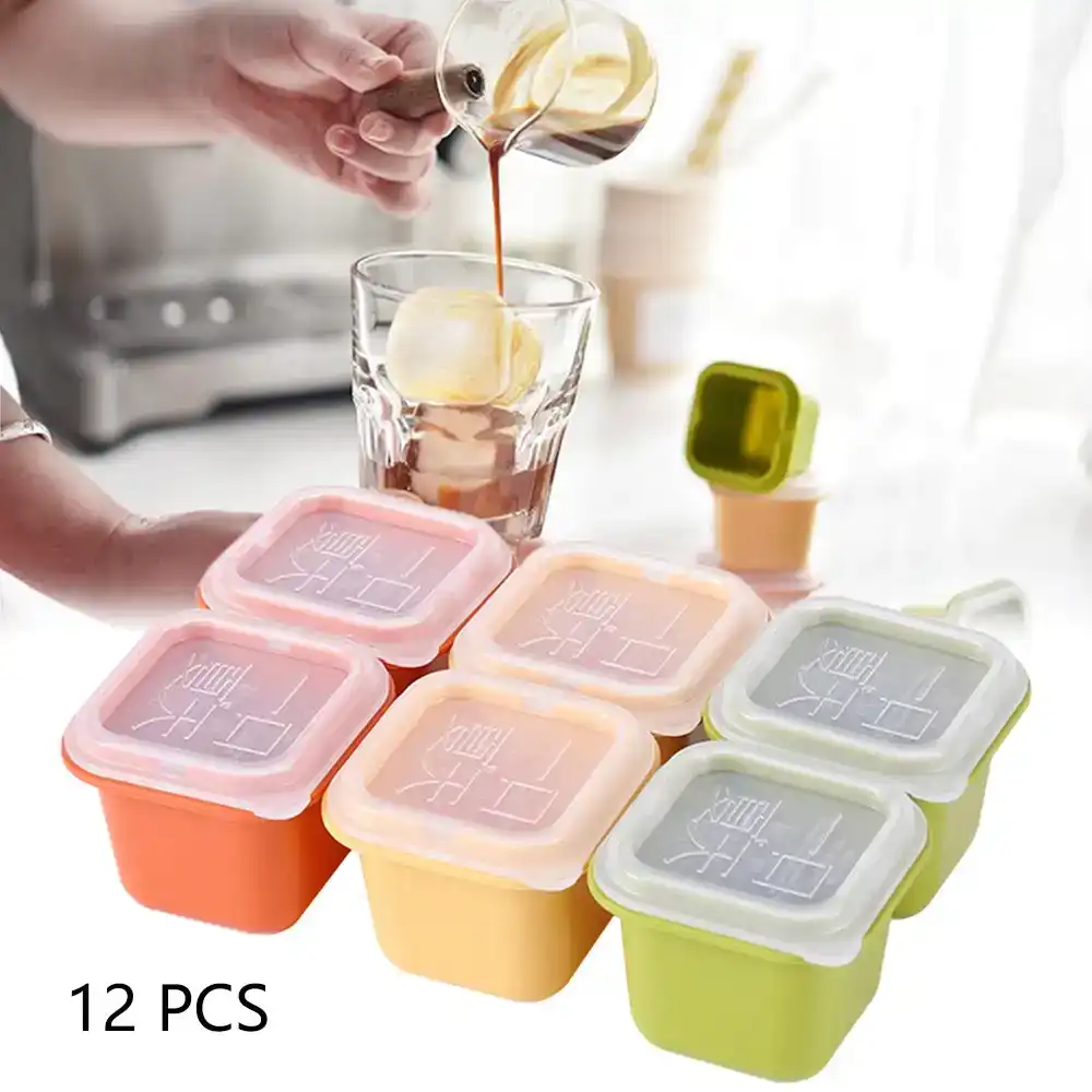 12Pcs Ice Cube Maker Mold Stackable Ice Cube Trays with Lids Ice Cube Mold